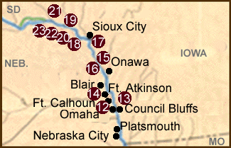 Click on the number to visit the Historical Site or the city for more info.