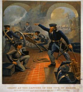 Grant at the capture of the city of Mexico, painting by Emanuel Leutze.